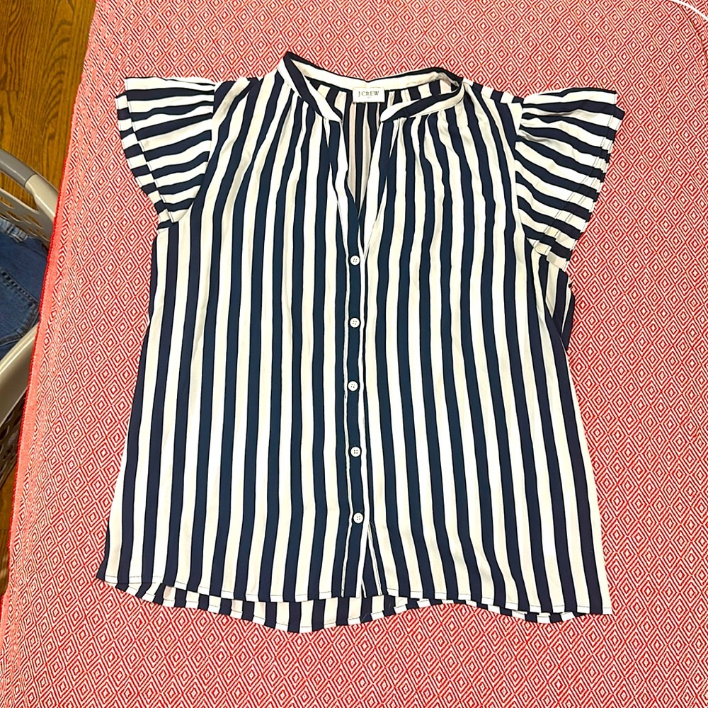J crew navy/ white striped blouse